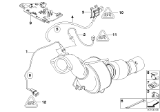 Датчики саж. фильтра/дополн.элементы для BMW E61 520d M47N2 (схема запасных частей)