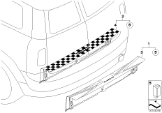 Накладка борта погрузочн.пола с подсв. для MINI R55 Coop.S JCW N14 (схема запасных частей)