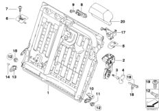Сиденье Зд, каркас подушки сиденья Л для BMW E71 X6 50iX N63 (схема запасных частей)