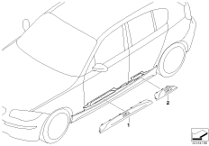 Дооснащение накладкой порога в M-стиле для BMW E87 118d M47N2 (схема запасных частей)