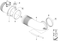 Термоанемометрический расходомер воздуха для BMW E67 745LiS N62 (схема запасных частей)