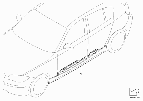 К-т доосн. облицовкой порога в M-стиле для BMW E87N 130i N52N (схема запчастей)