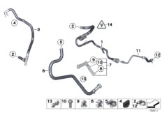 Топливопроводы/элементы крепления для BMW F25 X3 18d N47N (схема запасных частей)