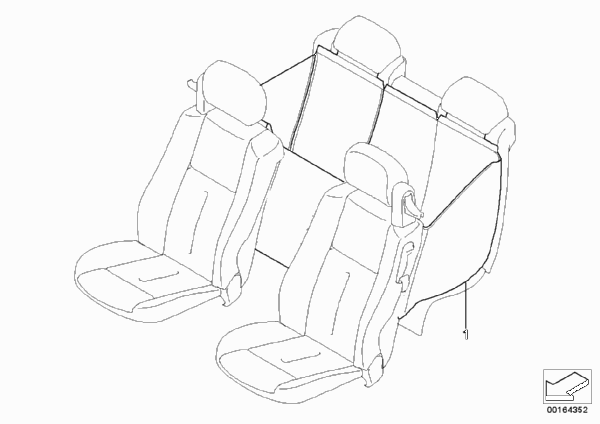 Универсальное покрывало для зад.сидений для BMW E64 650i N62N (схема запчастей)