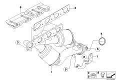 Выпускной коллектор с катализатором для BMW E60N 520i N46N (схема запасных частей)