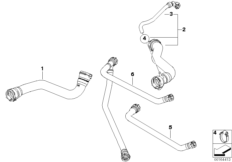 Водяной шланг системы охлаждения для BMW E83N X3 1.8d N47 (схема запасных частей)