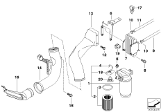 Топливный фильтр/ система охлажд.топлива для BMW E38 730d M57 (схема запасных частей)