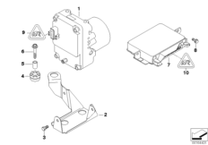 Гидроагрегат ABS/ЭБУ/кронштейн для BMW E38 L7 M73 (схема запасных частей)