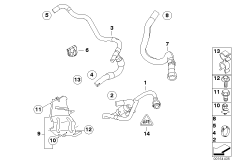 Топливопроводы/элементы крепления для BMW E61N 520d N47 (схема запасных частей)