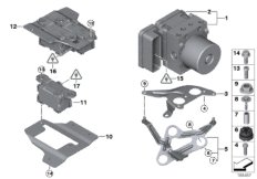 Гидроагрегат DSC/крепление/датчики для BMW E90 330i N52 (схема запасных частей)