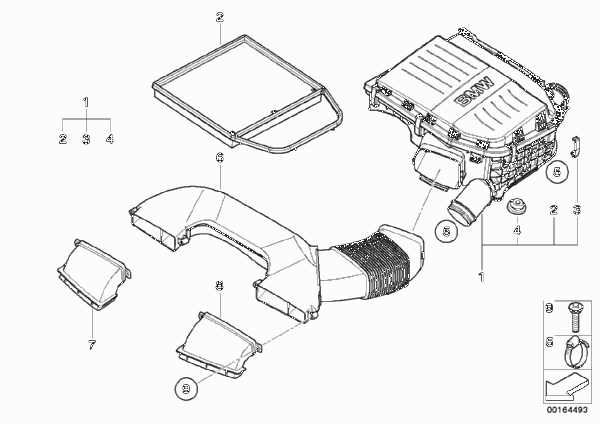 Глушитель шума всасыв./сменн.эл.фильтра для BMW E82 M Coupé N54T (схема запчастей)