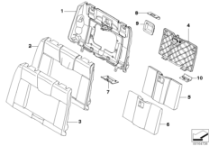 Набивка и обивка задн.сид.,люк в спинке для BMW E88 125i N52N (схема запасных частей)