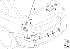 Детали антенн радиоприемника/телефона для BMW E88 135i N54 (схема запасных частей)