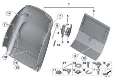 Задняя панель сиденья для BMW RR2 Drophead N73 (схема запасных частей)