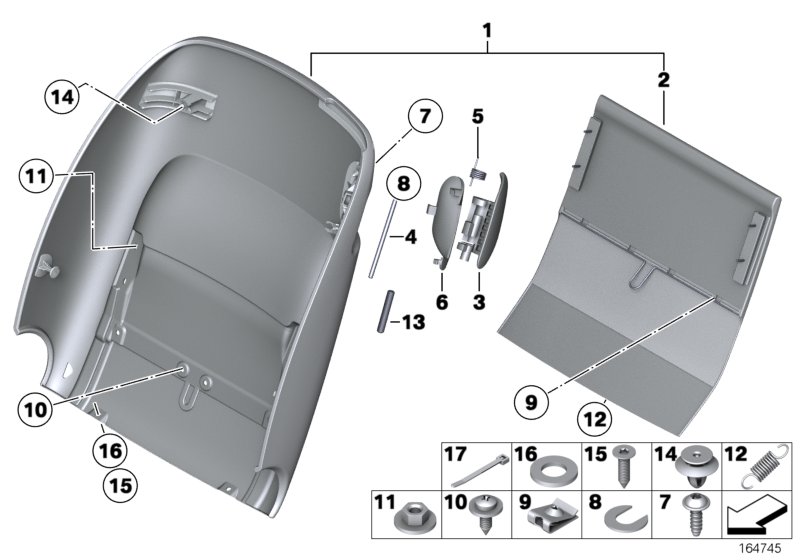 Задняя панель сиденья для BMW RR3 Coupé N73 (схема запчастей)
