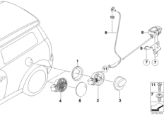 Заслонка заливного отверстия для BMW R55 Cooper d W16 (схема запасных частей)