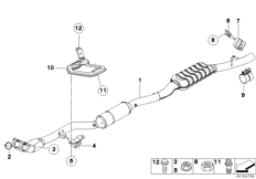 Катализатор/передний доп.глушитель для BMW E60N 520i N43 (схема запасных частей)
