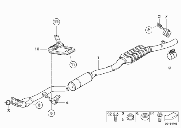 Катализатор/передний доп.глушитель для BMW E61N 520i N43 (схема запчастей)