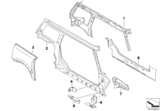 Детали бокового каркаса П для BMW R55 Cooper d W16 (схема запасных частей)