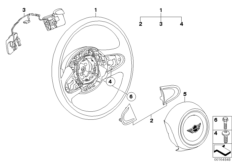 Рулевое колесо, НПБ, переключат.КПП для BMW R55 Cooper d W16 (схема запасных частей)