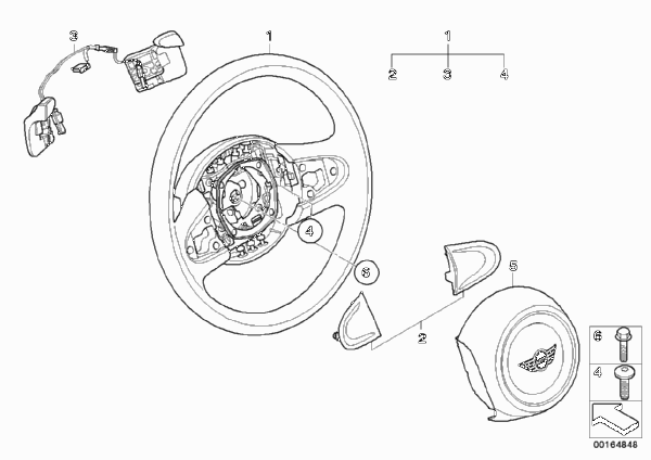 Рулевое колесо, НПБ, переключат.КПП для MINI R57 Cooper N12 (схема запчастей)