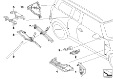 Шумопоглощающий материал боковины П для MINI R55 Cooper S N14 (схема запасных частей)