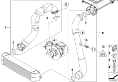 Сист.впуска воздуховода наддув.возд./AGR для BMW E46 330Cd M57N (схема запасных частей)