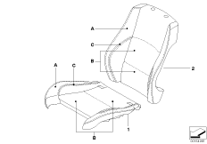 Инд. обивка спортивного сиденья Пд LC для BMW E91 323i N52 (схема запасных частей)