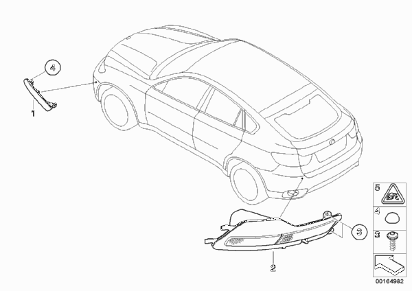 Отражатель/задний противотуман.фонарь для BMW E71 X6 M S63 (схема запчастей)