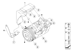 Компрессор кондиционера/дополн.элементы для BMW E60N 520i N43 (схема запасных частей)