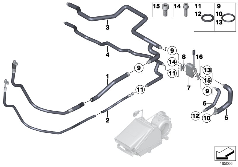 Трубопроводы хладагента Зд кондицион. для BMW RR1 Phantom EWB N73 (схема запчастей)