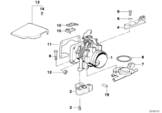 Корпус дроссельной заслонки для BMW E36 318i M40 (схема запасных частей)
