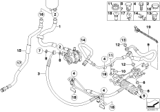 Маслопроводы гидроусилителя рул.управл. для BMW E61N 520i N43 (схема запасных частей)