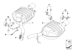 Система выпуска ОГ Зд для BMW E64N 635d M57N2 (схема запасных частей)