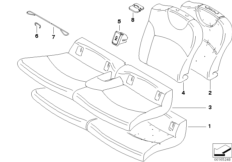 Набивка и обивка базового сиденья Зд для BMW R56N Coop.S JCW N18 (схема запасных частей)