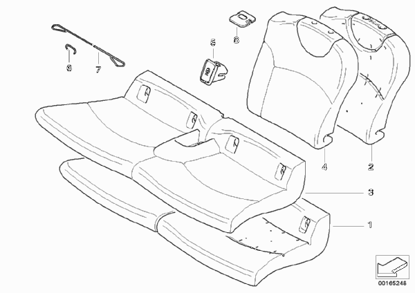 Набивка и обивка базового сиденья Зд для BMW R56 Cooper N12 (схема запчастей)