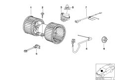 Электрические детали авт.сист.кондицион. для BMW E53 X5 3.0d M57N (схема запасных частей)