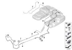 Топливопроводы/элементы крепления для BMW F15 X5 25d N47S1 (схема запасных частей)