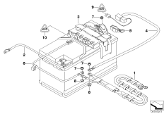 Провод батареи/токораспределитель Зд для BMW E87N 116d N47 (схема запасных частей)