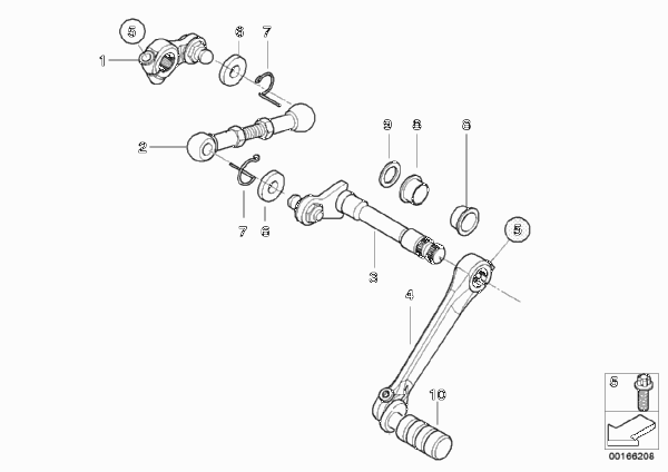 Наружные детали механизма ПП/рычаг ПП для BMW K255 R 1200 GS Adve. 08 (0380,0390) 0 (схема запчастей)