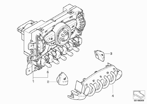 Панель управления кондиционера для BMW R56 Cooper D W16 (схема запчастей)