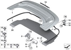 Крышка отделения для складного верха для BMW RR2 Drophead N73 (схема запасных частей)