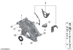 Корпус блока ГРМ Нж для BMW F13 650iX 4.4 N63N (схема запасных частей)