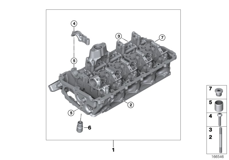 головка блока цилиндров для BMW F04 Hybrid 7 N63 (схема запчастей)