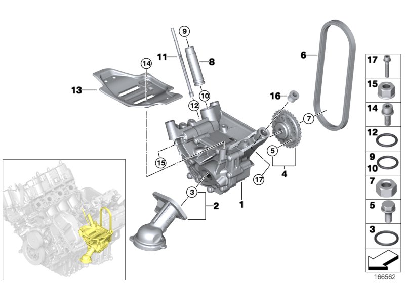 Смазочная система/маслян.насос с прив. для BMW F16 X6 50iX 4.0 N63N (схема запчастей)