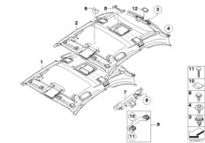 Потолок / поручень для BMW E82 135i N54 (схема запасных частей)
