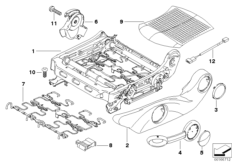 Каркас подушки переднего сиденья для BMW R55N Cooper S N18 (схема запасных частей)