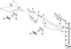 Облицовка Пд / Ср / Зд стойки для BMW E82 120d N47 (схема запасных частей)