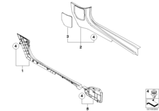 Боковая обшивка пространства для ног для BMW R55N Cooper D 1.6 N47N (схема запасных частей)