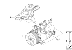Компрессор кондиционера/дополн.элементы для BMW E71 X6 35iX N54 (схема запасных частей)